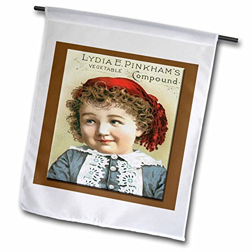 0499169860028 - BLN VINTAGE TRADE CARDS FEATURING CHILDREN - LYDIA PINKHAMS VEGETABLE COMPOUND CUTE LITTLE GIRL IN RED HAT - 18 X 27 INCH GARDEN FLAG (FL_169860_2)