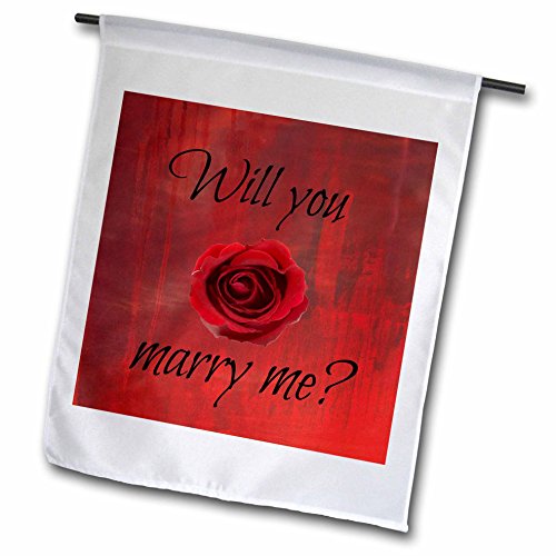 0499172471013 - XANDER VALENTINES DAY - WILL YOU MARRY ME, BLACK LETTERING ON RED BACKGROUND WITH ROSE - 12 X 18 INCH GARDEN FLAG (FL_172471_1)