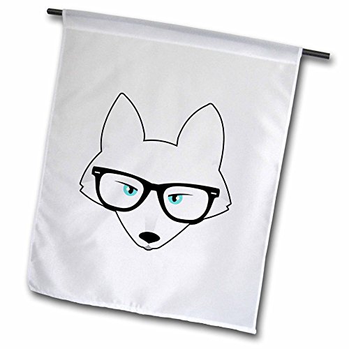 0499175373017 - 3DROSE FL_175373_1 CUTE HIPSTER ARCTIC FOX WITH GLASSES GARDEN FLAG, 12 BY 18-INCH