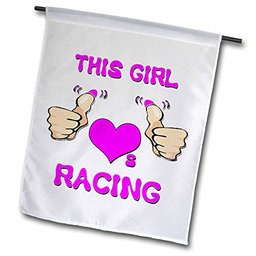 0499185790019 - BLONDE DESIGNS THIS GIRL LOVES VARIOUS THINGS - THIS GIRL LOVES RACING - 12 X 18 INCH GARDEN FLAG (FL_185790_1)