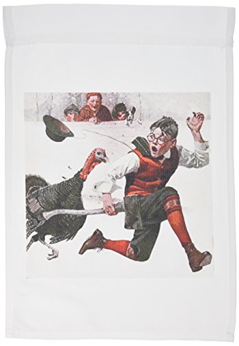 0499195086010 - 3DROSE FL_195086_1 PRINT OF THANKSGIVING TURKEY PAINTING NORMAN ROCKWELL GARDEN FLAG, 12 BY 18-INCH