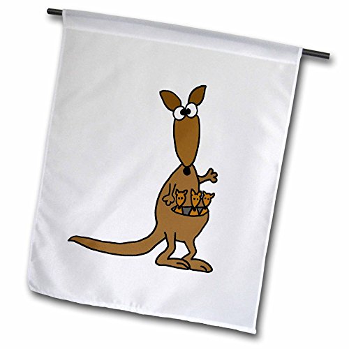 0499196058023 - ALL SMILES ART ANIMALS - FUNNY MOTHER AND BABIES KANGAROO - 18 X 27 INCH GARDEN FLAG (FL_196058_2)