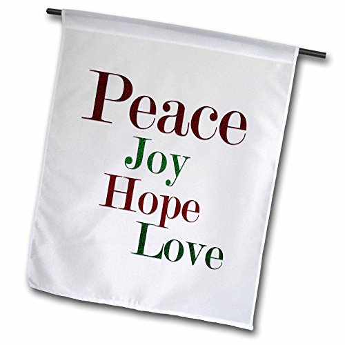 0499217194013 - ANNE MARIE BAUGH - CHRISTMAS - PEACE JOY HOPE LOVE WORDS IN RED AND GREEN GLITTER EFFECT - 12 X 18 INCH GARDEN FLAG (FL_217194_1)