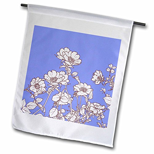 0499219385013 - RUSS BILLINGTON DESIGNS - PRETTY WILD ROSE DRAWING IN SEPIA AND WHITE OVER LAVENDER BACKGROUND - 12 X 18 INCH GARDEN FLAG (FL_219385_1)