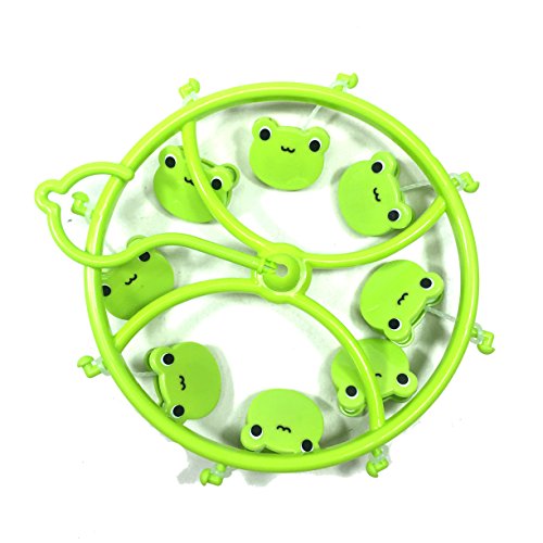 4997642063301 - DAISO GREEN PLASTIC 8 SMILE FROG CLIPS ROUND SHELL SCARF TOWEL GLOVES HANGING CLOTHES PEG X3 PCS