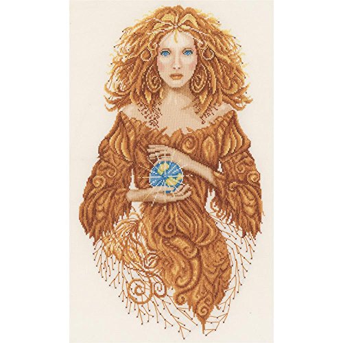 0499995193284 - VERVACO 27 COUNT LANARTE MOTHER EARTH ON COTTON COUNTED CROSS STITCH KIT, 11.75 X 20.5