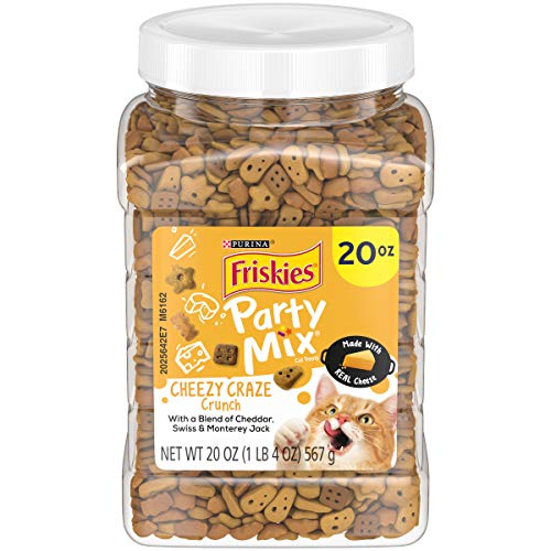 0050000169818 - PURINA FRISKIES MADE IN USA FACILITIES CAT TREATS, PARTY MIX CHEEZY CRAZE CRUNCH - 20 OZ. CANISTER