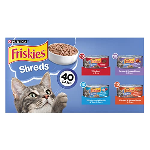 0050000172276 - PURINA FRISKIES WET CAT FOOD VARIETY PACK, SHREDS BEEF, TURKEY, WHITEFISH, AND CHICKEN & SALMON - 5.5 OZ. CANS