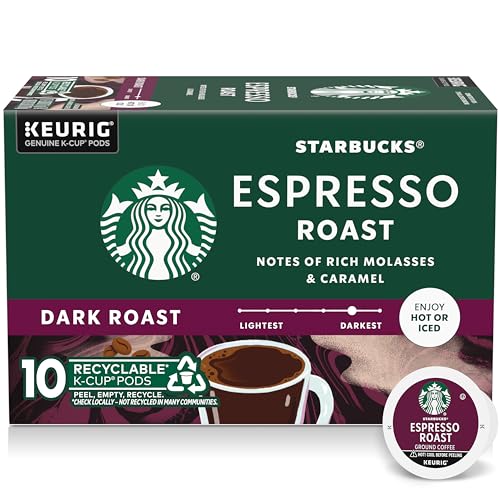 0050000247318 - STARBUCKS K-CUP COFFEE PODS, DARK ROAST COFFEE, ESPRESSO ROAST FOR KEURIG COFFEE MAKERS, 100% ARABICA, 1 BOX (10 PODS)