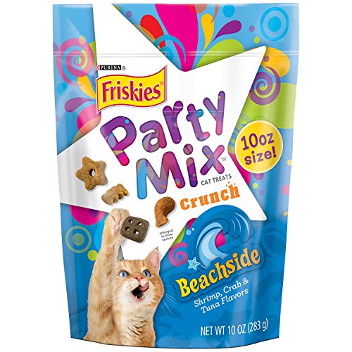 0050000291960 - FRISKIES PARTY MIX CAT TREATS, BEACHSIDE CRUNCH, SHRIMP, CRAB & TUNA FLAVORS, 10-OUNCE POUCH, PACK OF 4