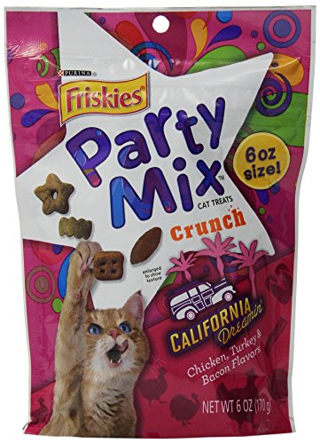 0050000293902 - FRISKIES PARTY MIX CAT TREATS, CALIFORNIA DREAMIN CRUNCH, CHICKEN, TURKEY & BACON FLAVORS, 6-OUNCE POUCH, PACK OF 7