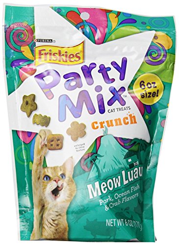 0050000293919 - PURINA, FRISKIES, PARTY MIX CAT TREATS, MEOW LUAU CRUNCH (PORK, OCEAN FISH & CRAB FLAVORS), 6OZ POUCH (PACK OF 4)