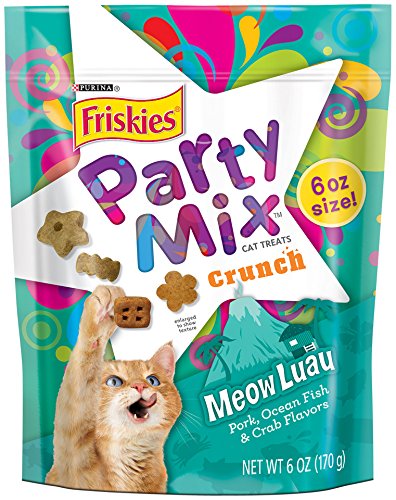 0050000293926 - FRISKIES PARTY MIX CAT TREATS, MEOW LUAU CRUNCH, PORK, OCEAN FISH & CRAB FLAVORS, 6-OUNCE POUCH, PACK OF 7