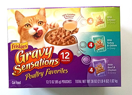 0050000454686 - FRISKIES WET CAT FOOD, POULTRY GRAVY SENSATIONS, 3-FLAVOR VARIETY PACK, 3-OUNCE POUCH, PACK OF 12