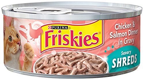 0050000489961 - FRISKIES WET CAT FOOD, SAVORY SHREDS, CHICKEN & SALMON DINNER IN GRAVY, 5.5-OUNCE CAN, PACK OF 24