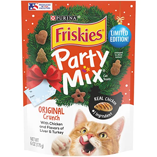 0050000502516 - FRISKIES PARTY MIX HOLIDAY CAT TREATS ORIGINAL CRUNCH HOLIDAY SHAPES - 6 OZ. POUCH