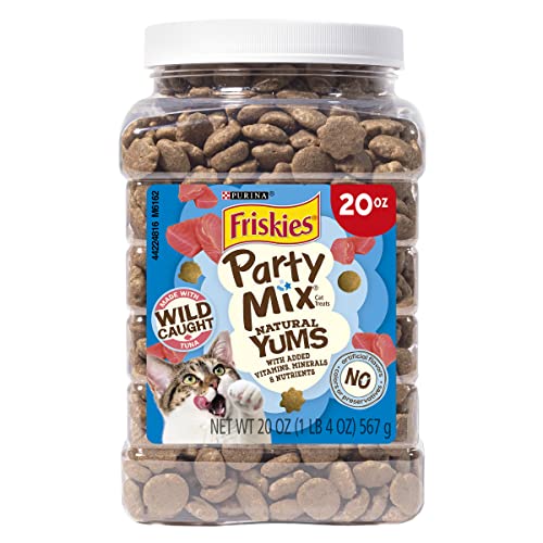 0050000504787 - PURINA FRISKIES NATURAL CAT TREATS, PARTY MIX NATURAL YUMS WITH WILD CAUGHT TUNA AND ADDED VITAMINS, MINERALS AND NUTRIENTS - 20 OZ. CANISTER