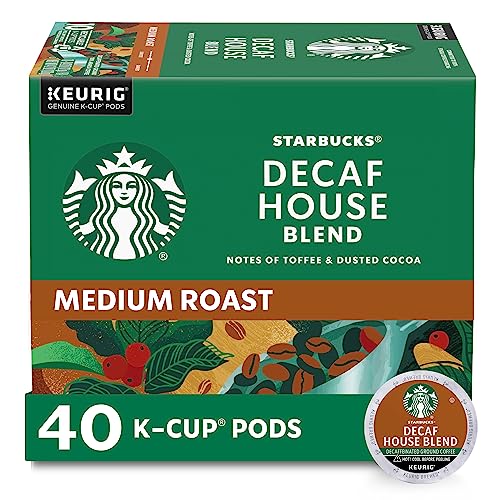 0050000508761 - STARBUCKS DECAF K-CUP COFFEE PODS, HOUSE BLEND FOR KEURIG BREWERS, 1 BOX (40 PODS)