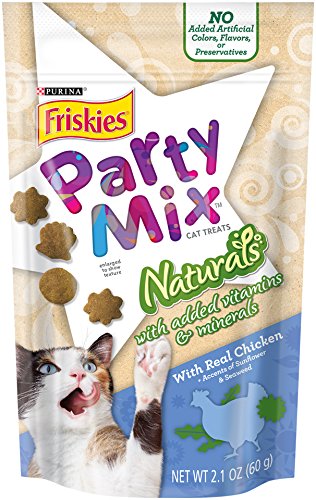 0050000576814 - FRISKIES PARTY MIX CAT TREATS, NATURALS, CHICKEN WITH ACCENTS OF SUNFLOWER & SEAWEED, 2.1-OUNCE POUCH, PACK OF 10