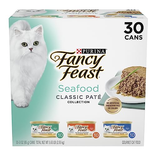 0050000585687 - PURINA FANCY FEAST GRAIN FREE PATE WET CAT FOOD VARIETY PACK, SEAFOOD CLASSIC PATE COLLECTION - 3 OZ. CANS