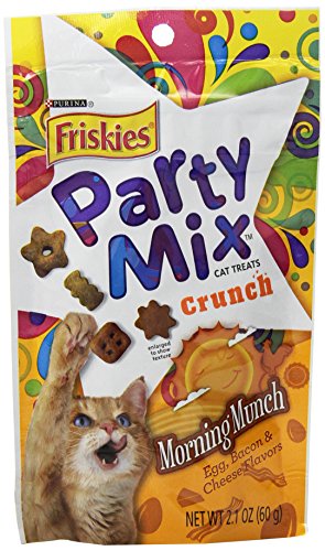 0050000586011 - FRISKIES PARTY MIX CAT TREATS, MORNING MUNCH CRUNCH, EGG, BACON & CHEESE FLAVORS, 2.1-OUNCE POUCH, PACK OF 10