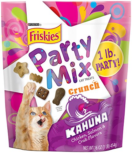 0050000586240 - FRISKIES PARTY MIX CAT TREATS, KAHUNA, CHICKEN, SALMON AND CRAB FLAVORS, 16-OUNCE, 1-PACK