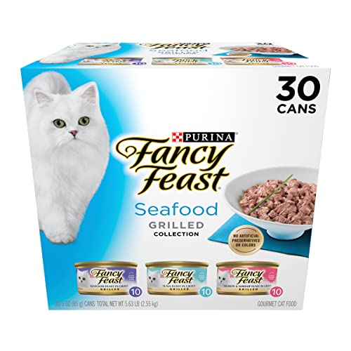 0050000586646 - FANCY FEAST SEAFOOD FEAST GRILLED VARIETY PACK ADULT CANNED CAT FOOD IN GRAVY, 3