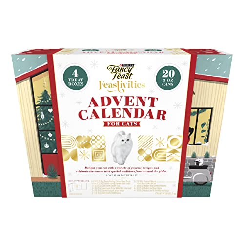 0050000660544 - PURINA FANCY FEAST GOURMET WET CAT FOOD AND SAVORY CRAVINGS CAT TREATS ADVENT CALENDAR VARIETY PACK – 3 OZ. CANS, TREAT BOXES