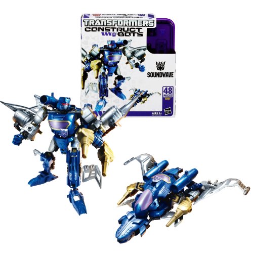 0500009634478 - HASBRO YEAR 2013 TRANSFORMERS CONSTRUCT-BOTS SERIES 6 INCH TALL ELITE CLASS ROBOT ACTION FIGURE SET #E1:02 - DECEPTICON SOUNDWAVE WITH VEHICLE MODE AS FIGHTER JET (TOTAL PIECES: 48)