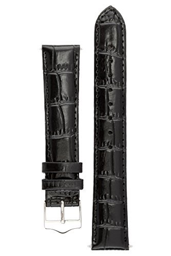 5000551216146 - SIGNATURE TROPICO IN BLACK 20 MM SHORT WATCH BAND. REPLACEMENT WATCH STRAP. GENUINE LEATHER. SILVER BUCKLE