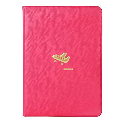 0500565072240 - TRAVEL JOURNEY FABRIC PASSPORT ID CARD HOLDER CASE COVER PURSE AND PASSPORT CASE (ROSE RED-2)