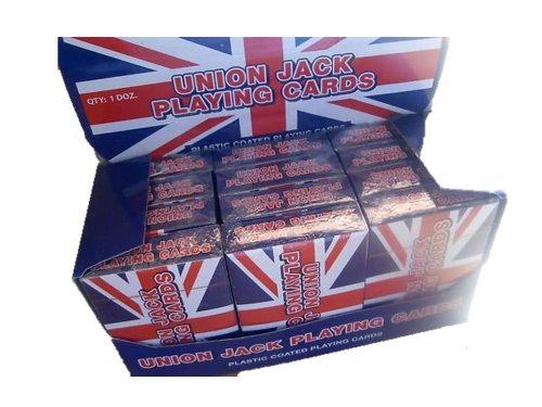 5010222000004 - 12 PACKS OF UNION JACK PLASTIC COATED PLAYING CARDS