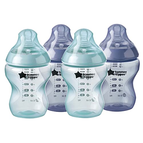 5010415227027 - TOMMEE TIPPEE CLOSER TO NATURE BABY BOTTLES | SLOW FLOW BREAST-LIKE NIPPLE WITH ANTI-COLIC VALVE (9OZ, 4 COUNT) | BLUE & GREEN
