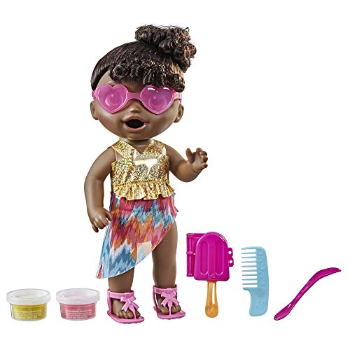 5010993813940 - BABY ALIVE SUNSHINE SNACKS DOLL, EATS AND POOPS, SUMMER-THEMED WATERPLAY BABY DOLL, ICE POP MOLD, TOY FOR KIDS AGES 3 AND UP, BLACK HAIR