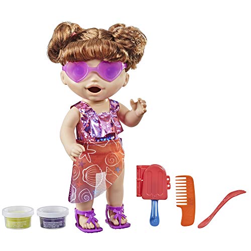 5010993867202 - BABY ALIVE SUNSHINE SNACKS DOLL, EATS AND POOPS, SUMMER-THEMED WATERPLAY BABY DOLL, ICE POP MOLD, TOY FOR KIDS AGES 3 AND UP, BROWN HAIR