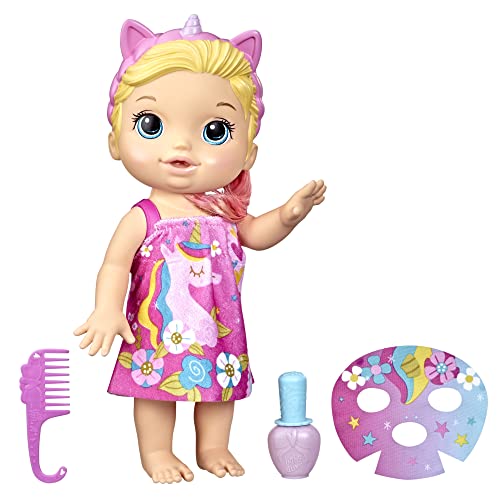 5010993959280 - BABY ALIVE GLAM SPA BABY DOLL, UNICORN, MAKEUP TOY FOR KIDS 3 AND UP, COLOR REVEAL MANI-PEDI AND MAKEUP, 12.8-INCH WATERPLAY DOLL, BLONDE HAIR