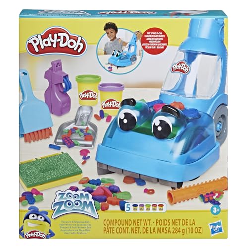 5010994112028 - PLAY-DOH ZOOM ZOOM VACUUM AND CLEANUP TOY, KIDS VACUUM CLEANER WITH 5 CANS, CLEANING TOYS FOR 3 YEAR OLD GIRLS AND BOYS AND UP, NON-TOXIC