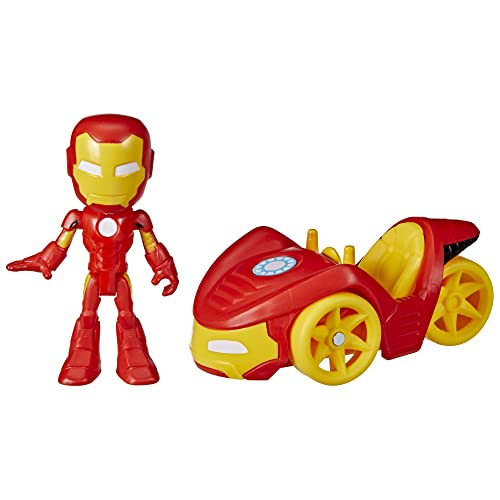 5010994127527 - HASBRO MARVEL SPIDEY AND HIS AMAZING FRIENDS IRON MAN ACTION FIGURE AND IRON RACER VEHICLE, IRON MAN TOY FOR KIDS AGES 3 AND UP