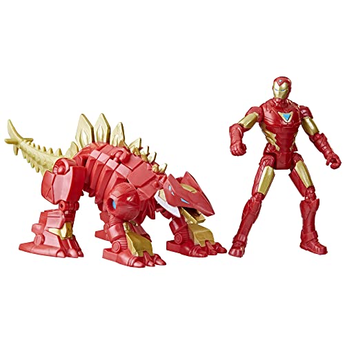 5010994185091 - MARVEL MECH STRIKE MECHASAURS, 4-INCH IRON MAN WITH IRON STOMPER MECHASAUR ACTION FIGURES, SUPER HERO TOYS FOR KIDS AGES 4 AND UP
