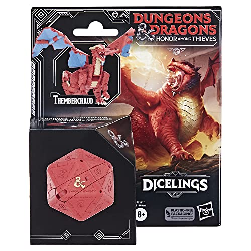 5010994192792 - DUNGEONS & DRAGONS HONOR AMONG THIEVES D&D DICELINGS RED DRAGON THEMBERCHAUD COLLECTIBLE D&D MONSTER DICE CONVERTING GIANT D20 ACTION FIGURES ROLE PLAYING DICE