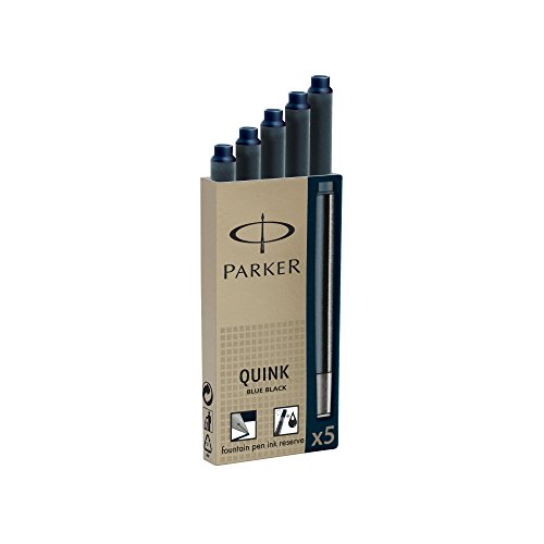 5011247020367 - PARKER QUINK INK REFILL CARTRIDGE FOR FOUNTAIN PENS, BLUE/BLACK INK, 5/PACK
