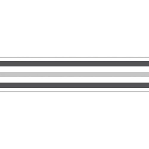 5011419500253 - FINE DECOR CERAMICA STRIPE SELF ADHESIVE BORDER BLACK / SILVER / WHITE