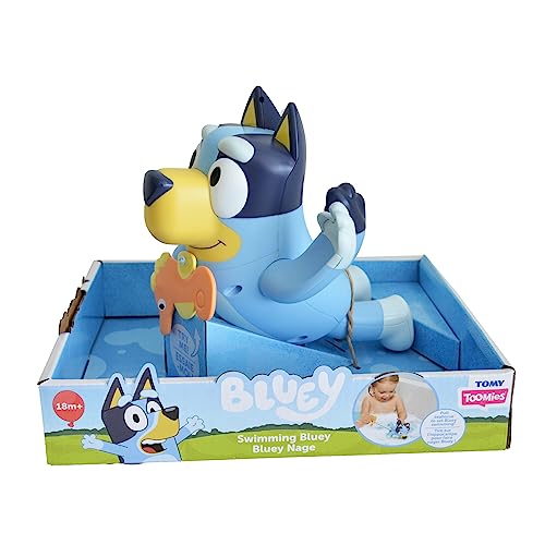 5011666735484 - TOMY TOOMIES SWIMMING BLUEY BATH TOY WITH SEAHORSE - BLUEY TOYS FOR TODDLERS – TODDLER BATH TOYS FOR TUB OR POOL THAT SWIMS ON BACK OR FRONT – AGES 18 MONTHS AND UP
