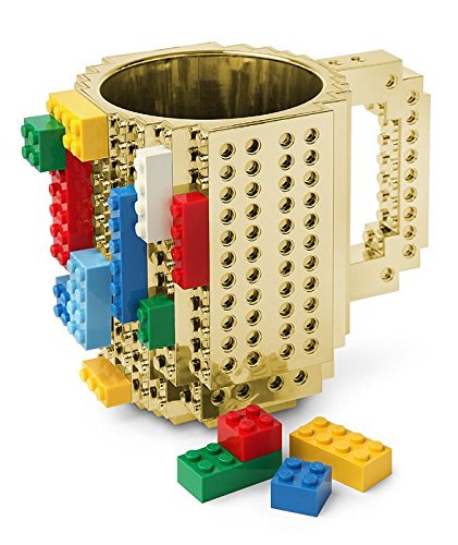 5012102103102 - DIY BRICK MUG BUILDING BLOCKS CREATIVE COFFEE CUP BLOCK PUZZLE MUG (METALLIC GOLD)