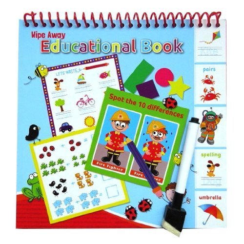 5012128390401 - WIPE AWAY EDUCATIONAL ACTIVITY GAME BOOK - 10 GAMES WITH WIPE CLEAN PEN - SIZE 205MM X 205MM