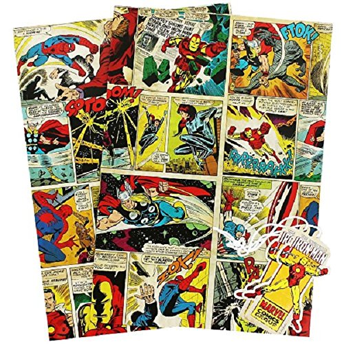 5015116230383 - MARVEL COMICS 2 SHEETS OF WRAPPING PAPER AND 2 GIFT TAGS