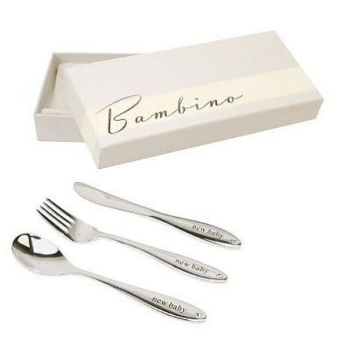 5017224417007 - BAMBINO BY JULIANA BABY GIFT - SILVER PLATED KNIFE FORK & SPOON SET - CG859