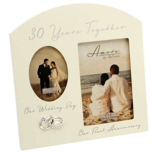 5017224433199 - AMORE PEARL 30TH ANNIVERSARY WEDDING GIFT CREAM PHOTO FRAME - 6X4