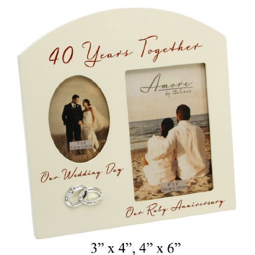 5017224433205 - AMORE RUBY 40TH ANNIVERSARY WEDDING GIFT CREAM PHOTO FRAME - 6X4