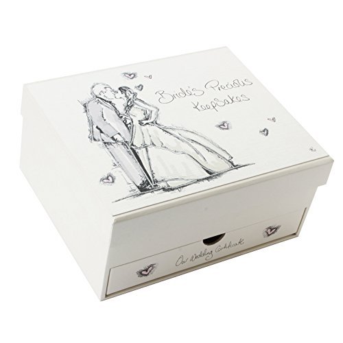5017224530867 - TRACEY RUSSELL COFFEE & CREAM BRIDE'S PRECIOUS KEEPSAKES STORAGE BOX WITH DRAWER